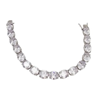 Cubic Zirconia Sterling Silver Tennis Bracelet 28.9 G