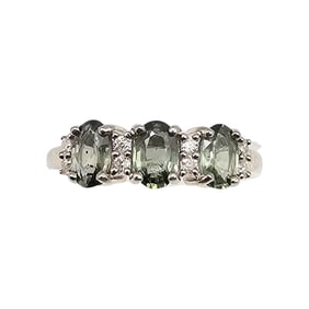 D'Joy Australian Sapphire Moissanite Sterling Silver Cocktail Ring Size 7.75 3.2 G