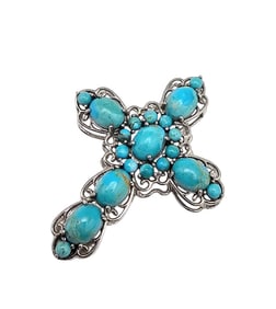 BBJ Turquoise Sterling Silver Cross Pendant 7.5 G