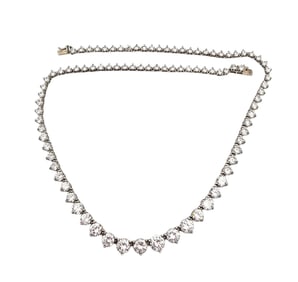 Cubic Zirconia Sterling Silver Graduated Necklace 25.3 G