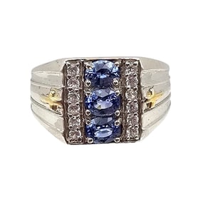 STS Topaz Sterling Silver Two-Tone Cross Cocktail Ring Size 10.5 8.5 G