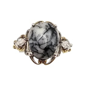 Dendritic Opal Sterling Silver Ring Size 6.25 3.7 G
