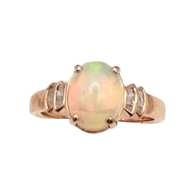STS Opal Diamond Rose Gold Over Sterling Silver Cocktail Ring Size 8.5 4.2 G