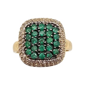 EFFY BH Emerald Diamond 14K Gold Cocktail Ring Size 6.75 4.9 G