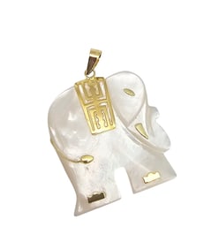Mother Of Pearl 14K Gold Elephant Pendant 5.2 G