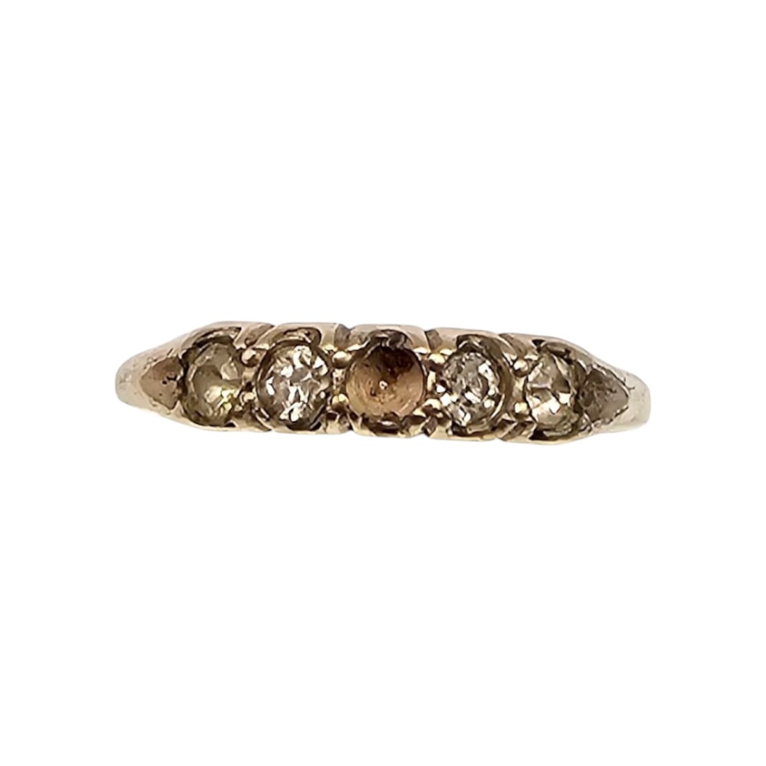 Vintage Uncas 10K Gold Rolled Plated Rhinestone Ring Size 6.75 1.3 G (1 of 4)