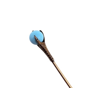 Vintage Turquoise 10K Gold Top Raven Claw Stick Pin 1.3 G