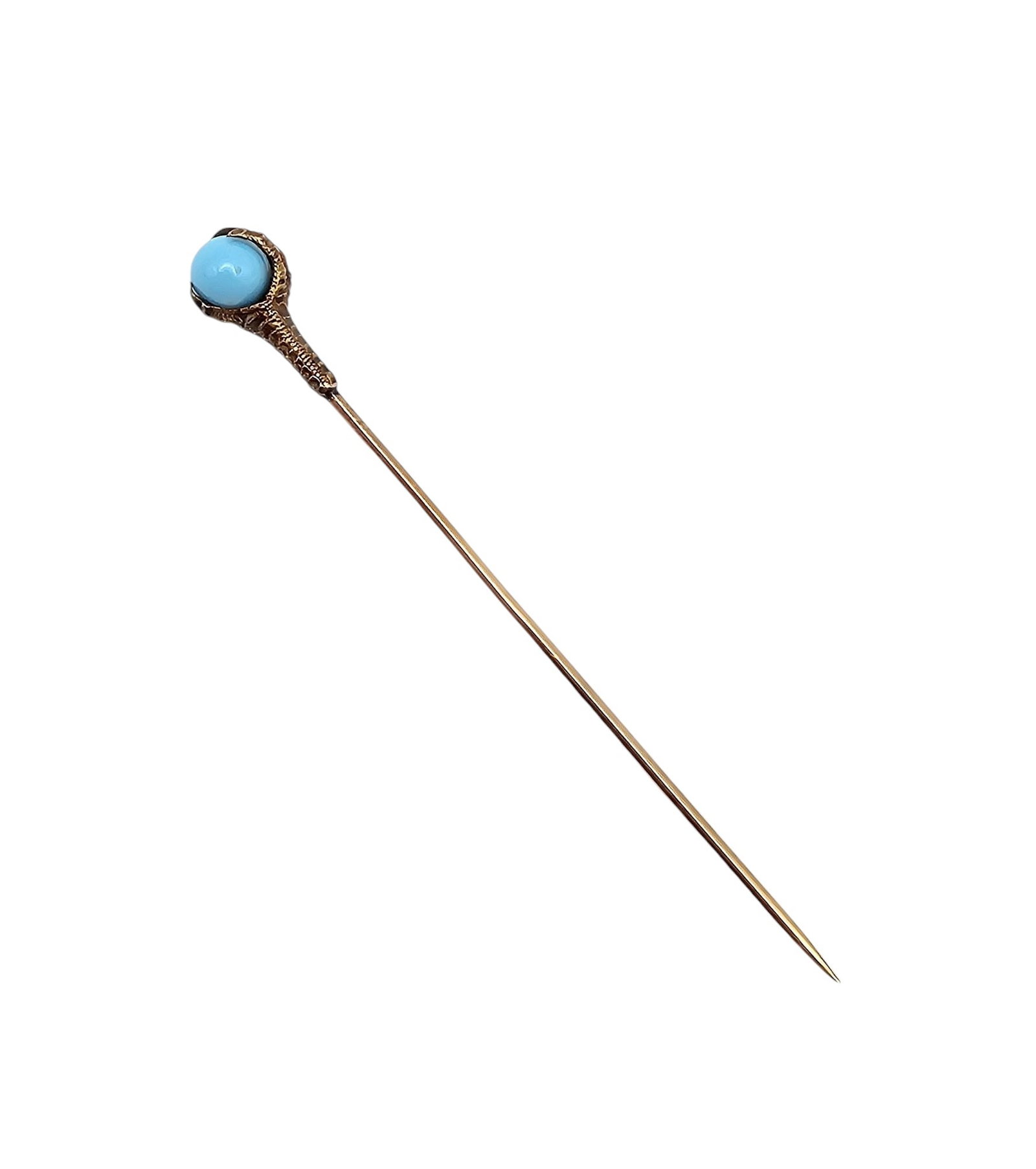 Vintage Turquoise 10K Gold Top Raven Claw Stick Pin 1.3 G: Vintage Turquoise 10K Gold top Raven Claw Stick pin 1.3 G