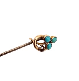 Victorian Vintage 5 CI Turquoise 14K Gold Top Stick Pin 1.7 G