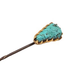 Vintage Turquoise 14K Gold Top Stick Pin 3.5 G