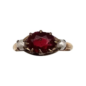 Vintage Victorian Rhinestone Seed Pearl Gold Filled ? Ring Size 6 1.3 G