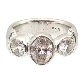 E.G.L. Certified 14K White Gold Diamond Cocktail Ring Size 5.5 7.3 G