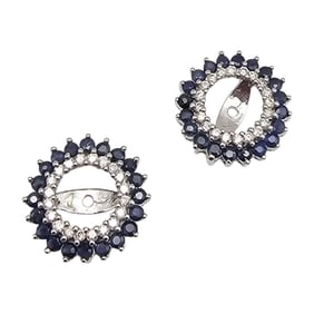 Sapphire Diamond 14K White Gold Earring Sleeves 2.9 G