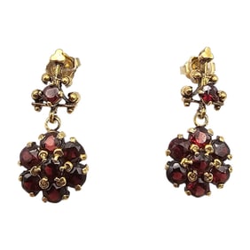 MP 14K Gold Garnet Drop Dangle Earrings 4.7 G