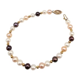 14K Gold Pearl Bracelet 7.1 G