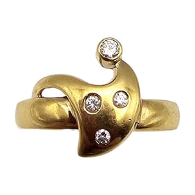 Signed Diamond 18K Gold Cocktail Ring Size 4.75 4.6 G