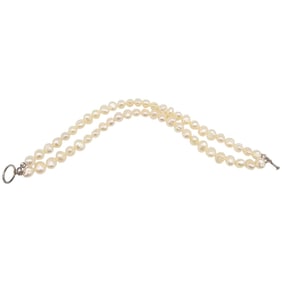 Pearl Sterling Silver Two Strand Toggle Bracelet 20 G