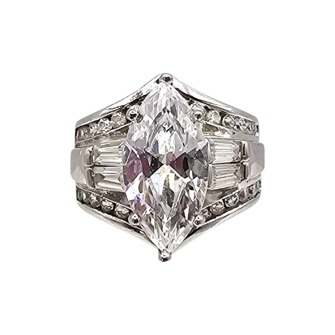 Ross Simons Cubic Zirconia Sterling Silver Cocktail Ring Size 4.75 9.6 G