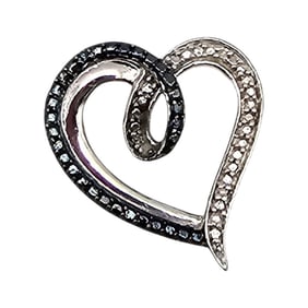 JWBR Diamond Sterling Silver Heart Pendant 2.2 G