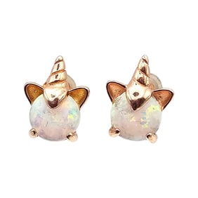 Opal Rose Gold Over Sterling Silver Unicorn Earrings 1.2 G