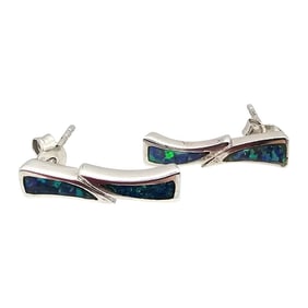 Opal Sterling Silver Earrings 2.5 G