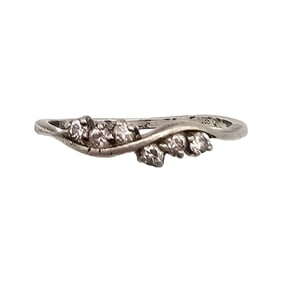 Rhinestone Sterling Silver Cocktail Ring Size 7.5 1.4 G