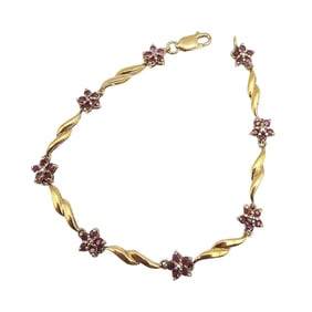 Ross Simons Ruby Diamond Gold Over Sterling Silver Tennis Bracelet 8 G