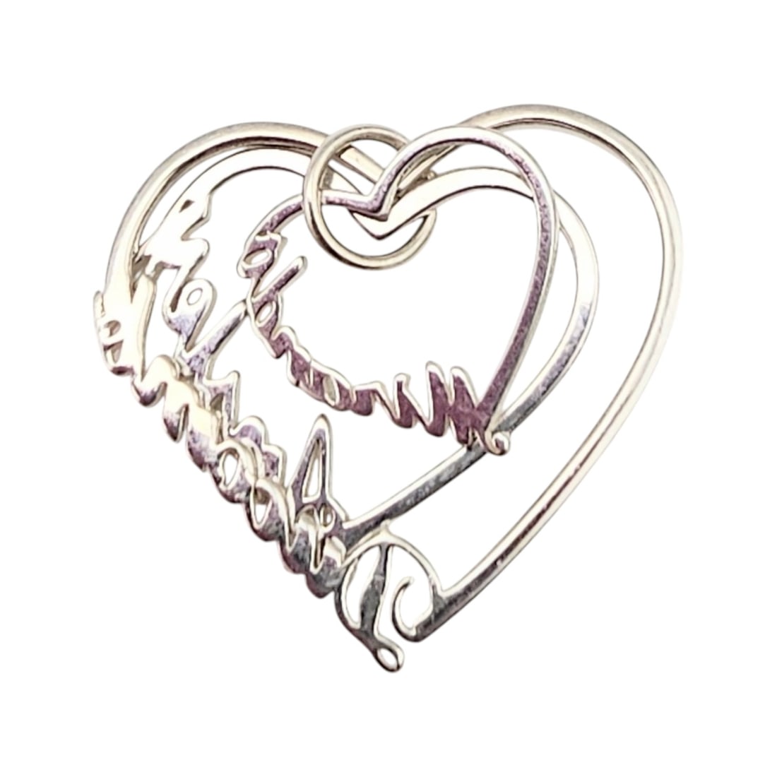 Sterling Silver Monogram Hearts Pendant 1.9 G: Sterling Silver Monogram Hearts Pendant 1.9 G