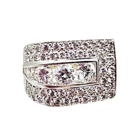DMR Cubic Zirconia Sterling Silver Cocktail Ring Size 4.5 8 G