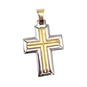 Italy Milor Stainless Steel Two-Tone Cross Pendant 2.2 G