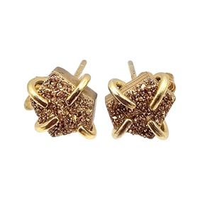 Druzy Gold Over Sterling Silver Earrings 1.6 G