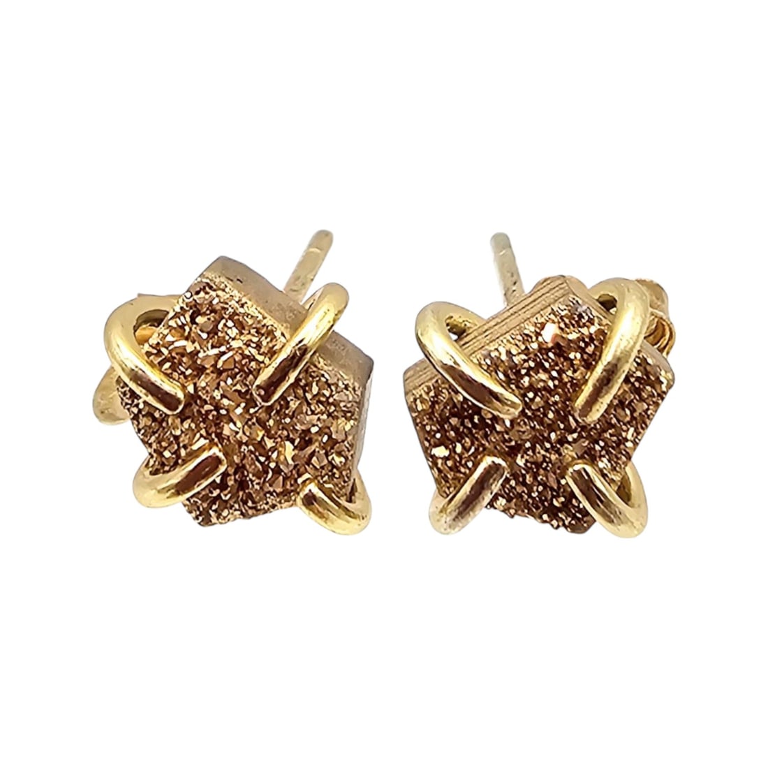 Druzy Gold Over Sterling Silver Earrings 1.6 G: Druzy Gold Over Sterling Silver Earrings 1.6 G