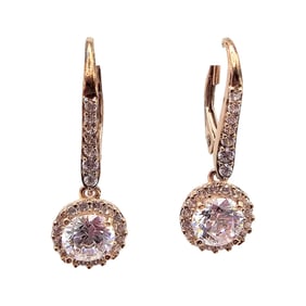 VN Cubic Zirconia Rose Gold Over Sterling Silver Drop Dangle Earrings 3 G