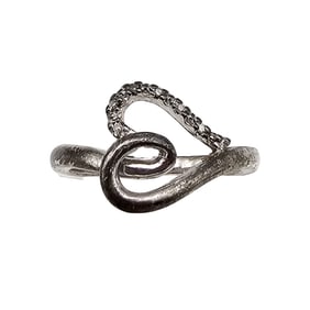 SUN Diamond Sterling Silver Heart Cocktail Ring Size 6.5 3.6 G