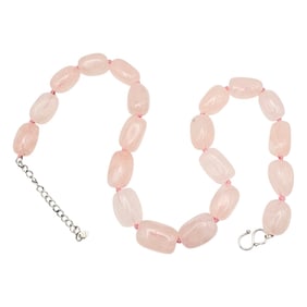 GSJ Rose Quartz Sterling Silver Necklace 120.5 G