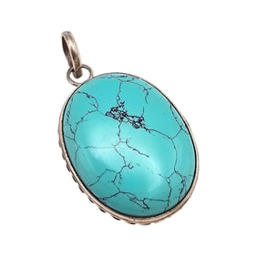 Faux Turquoise Sterling Silver Pendant 13.9 G