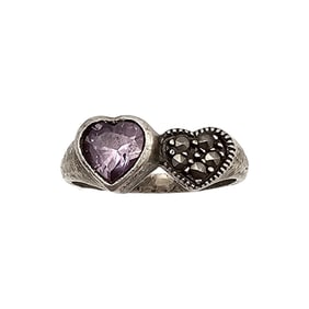 CW Marcasite Amethyst Sterling Silver Ring Size 6.5 3.2 G