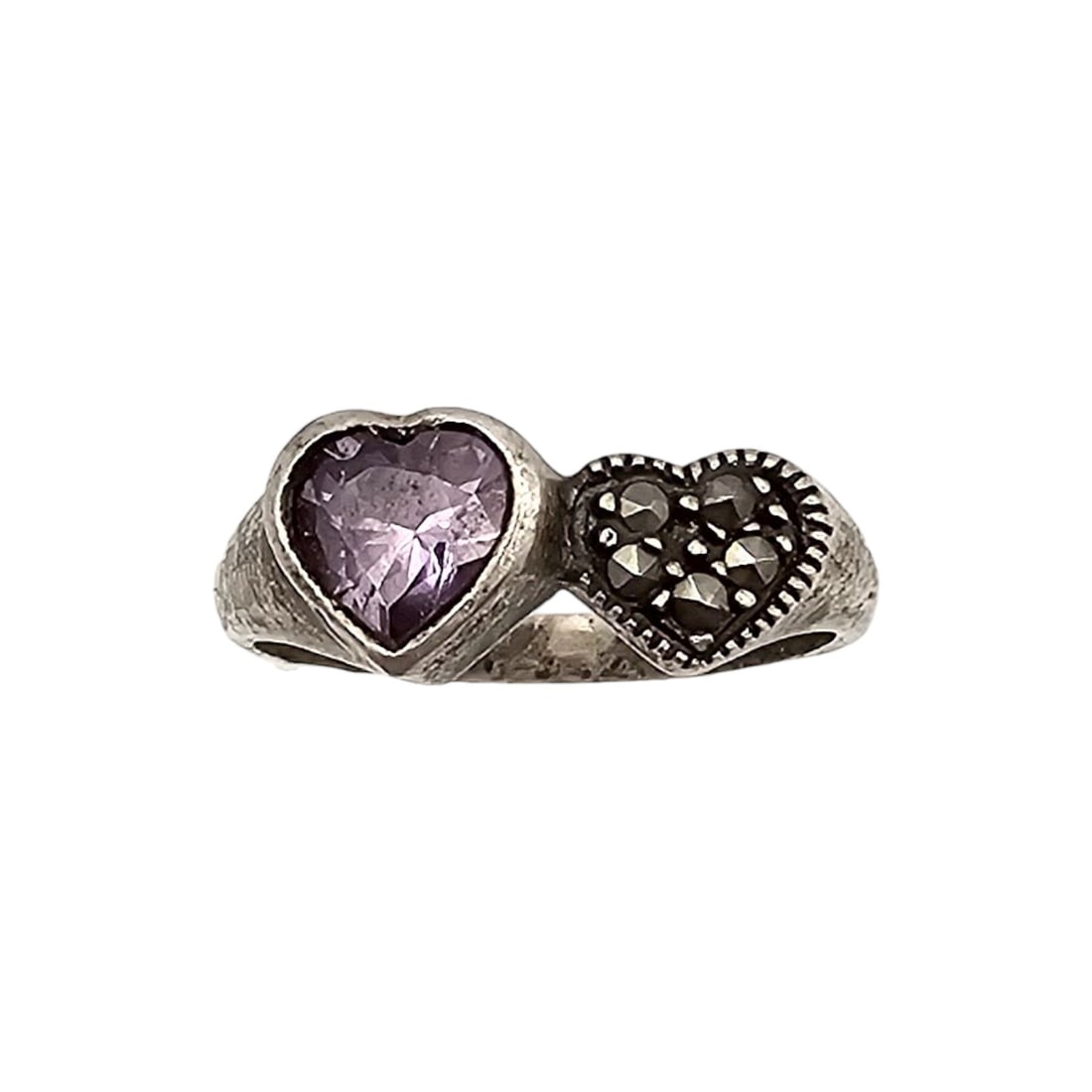 CW Marcasite Amethyst Sterling Silver Ring Size 6.5 3.2 G: CW Marcasite Amethyst Sterling Silver Ring Size 6.5 3.2 G