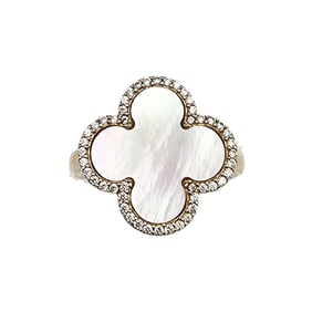 ECH Mother Of Pearl Gold Over Sterling Silver Ring Size 7 4.2 G