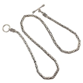 Sterling Silver Thick Byzantine Chain Toggle Necklace 50.8 G