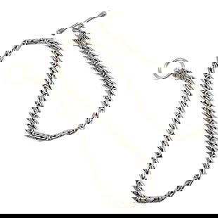 Sterling Silver Thick Byzantine Chain Toggle Necklace 50.8 G: Sterling Silver Thick Byzantine Chain Toggle Necklace 50.8 G