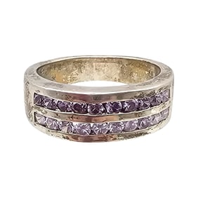 Rhinestone Sterling Silver Cocktail Ring Size 6.5 6.2 G