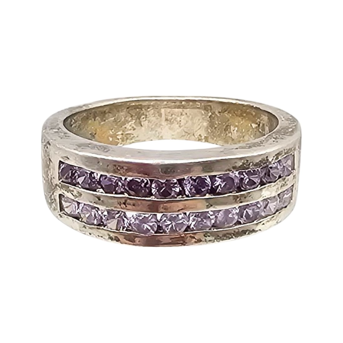 Rhinestone Sterling Silver Cocktail Ring Size 6.5 6.2 G (1 of 4)