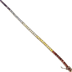 Gemstone Gold Over Sterling Silver Tennis Bracelet 12.3 G