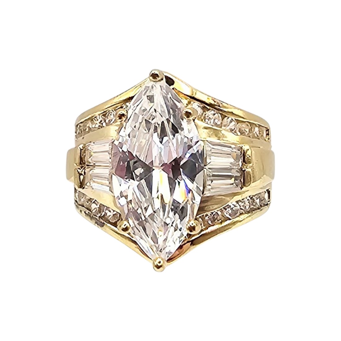 Ross Simons Cubic Zirconia Gold Over Sterling Silver Cocktail Ring Size 4.75 9.3 G (1 of 4)