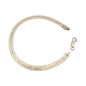 Sterling Silver Flat Herringbone Bracelet 4.4 G