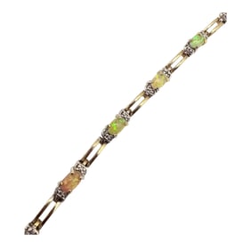 FAS Opal Gold Over Sterling Silver Tennis Bracelet 9.3 G