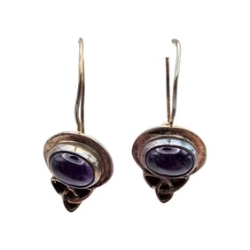 RT Amethyst Sterling Silver Drop Dangle Earrings 3.2 G