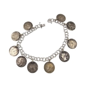 Sterling Silver Coin Bracelet 23.2 G