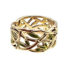 Enamel Gold Over Sterling Silver Ring Size 6.25 4.9 G